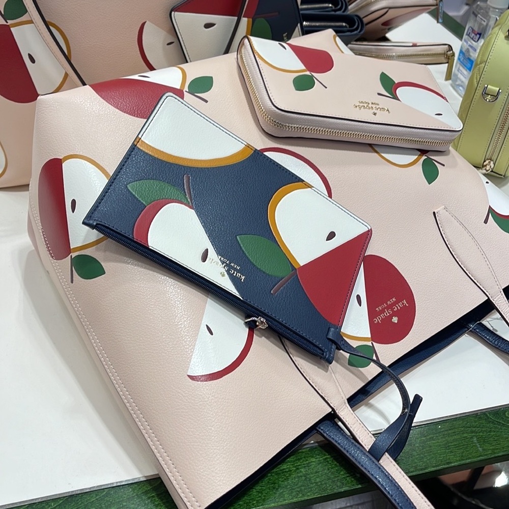 Kate Spade Honeycrisp Large Apple Tote & Honeycrisp Red Apple Continental Wallet - Picture 8 of 16